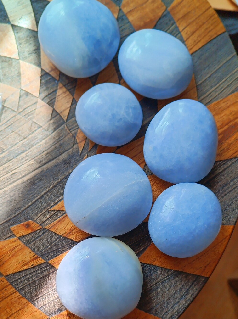 Blue Calcite Crystal Palm Stone (1)